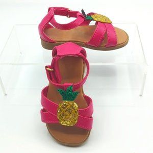 Teeny Toes Size 3 Hot Pink Pineapple Glitter Sandals